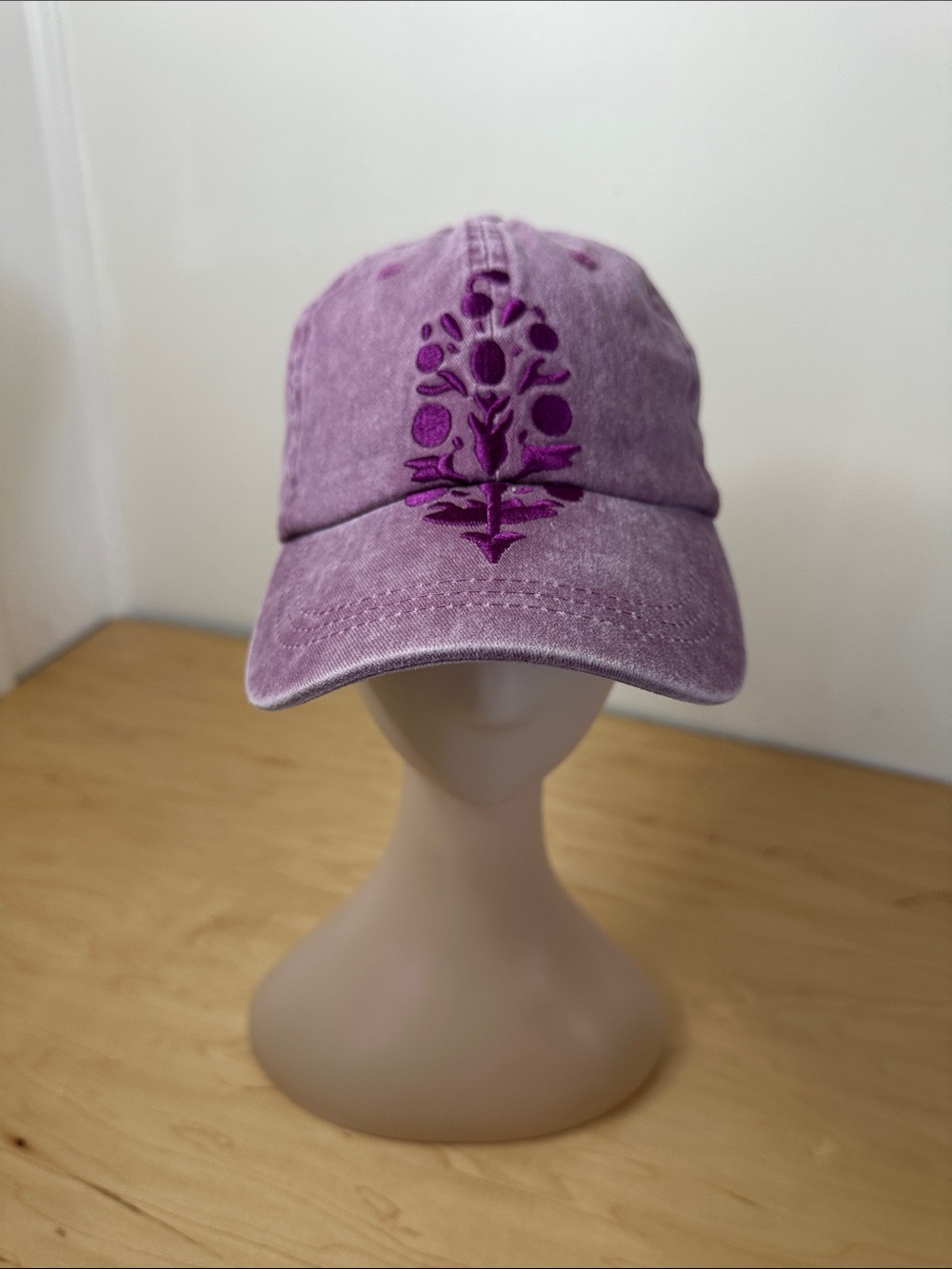 Free People Purple Embroidered Floral Baseball Cap